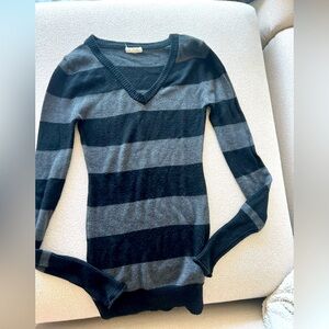 Stripe lack and gray sweater dress